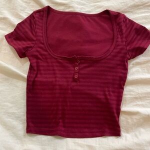 Women's Burgundy Striped Top